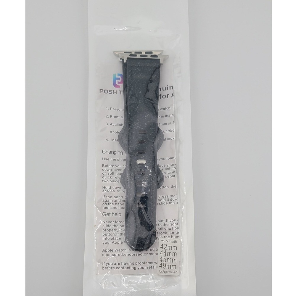 Posh Tech Black Glitter Band for Apple Watch 42 44 45 49mm NEW